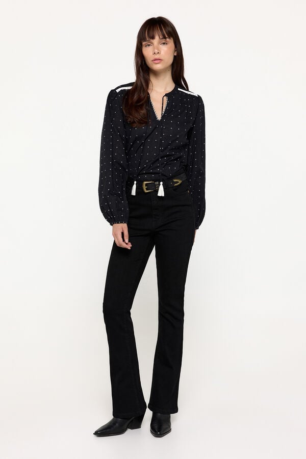 Milano Blusa de plumeti Preto