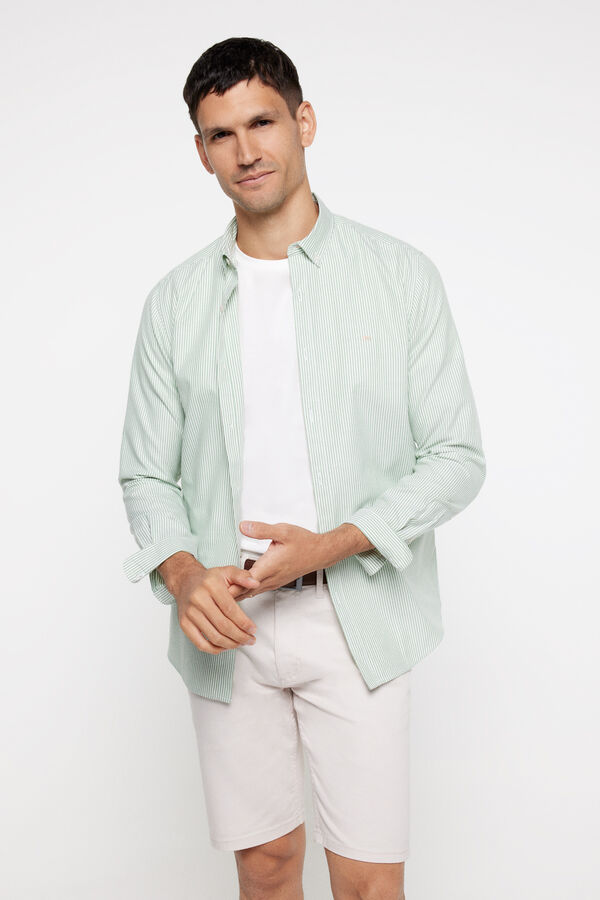 milano Camisa oxford riscas Estampado verde