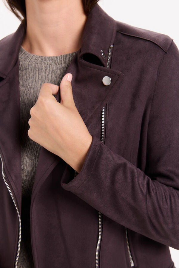 Milano Blusão biker com efeito camurça marrom Castanho