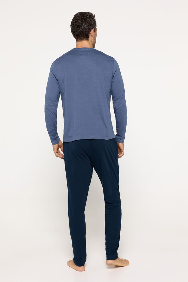 Milano Pijama manga larga. Calidad single jersey algod&oacute;n Navy