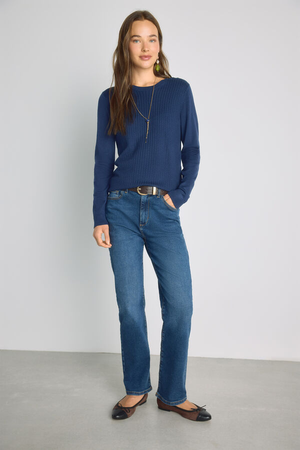 Milano Jersey cuello redondo con estructura Navy