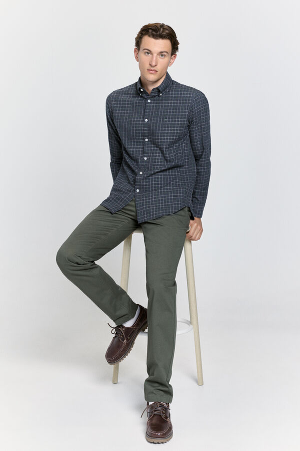 Milano Camisa xadrez com caimento relaxado Cinzento oscuro