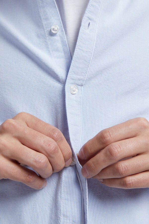Milano Camisa oxford riscas Estampado azul