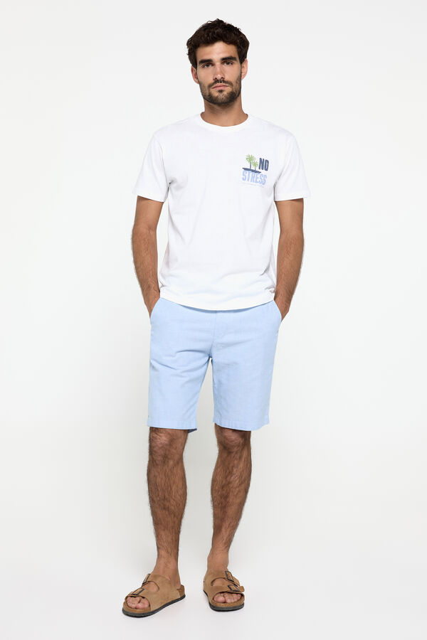 Fifty Outlet Bermudas oxford de algodão Azul indigo