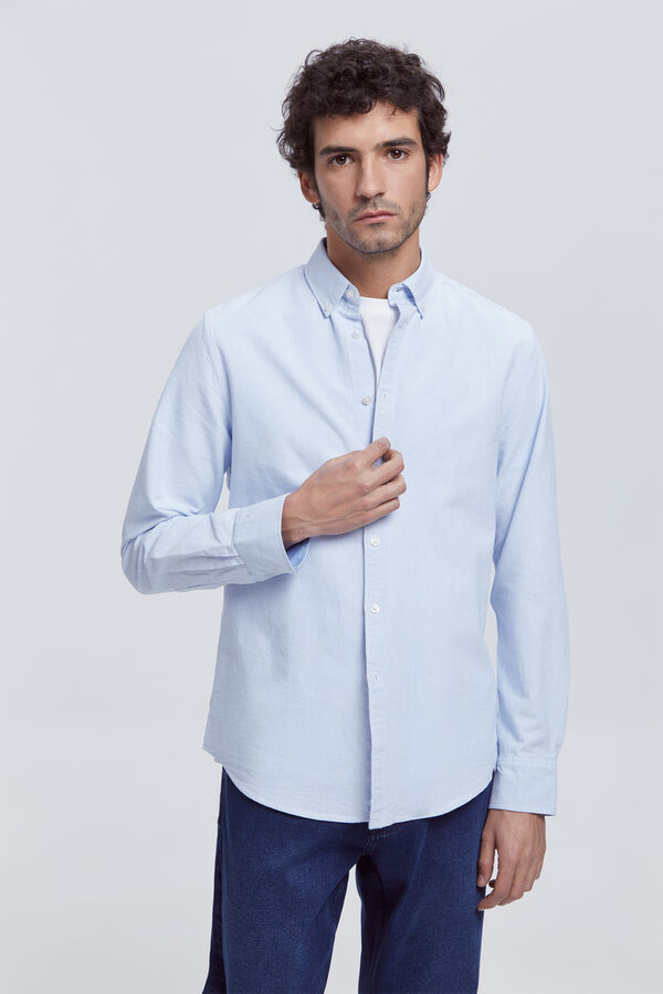 Milano Camisa oxford riscas Estampado azul