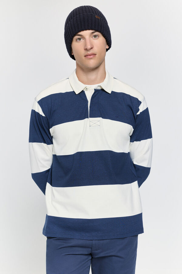 Milano Polo riscas estilo rugby Marinho