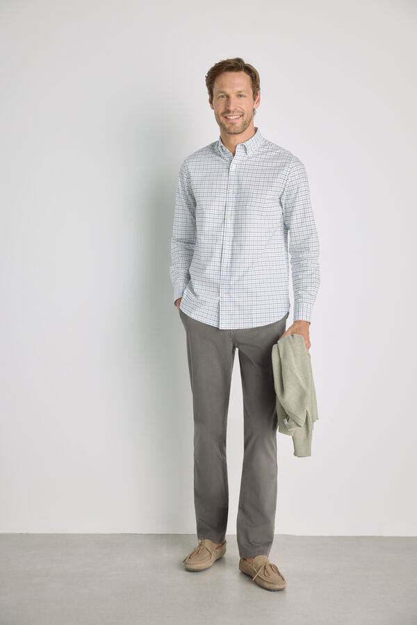 Pedro del Hierro Camisa cuadros manga larga Azul Claro