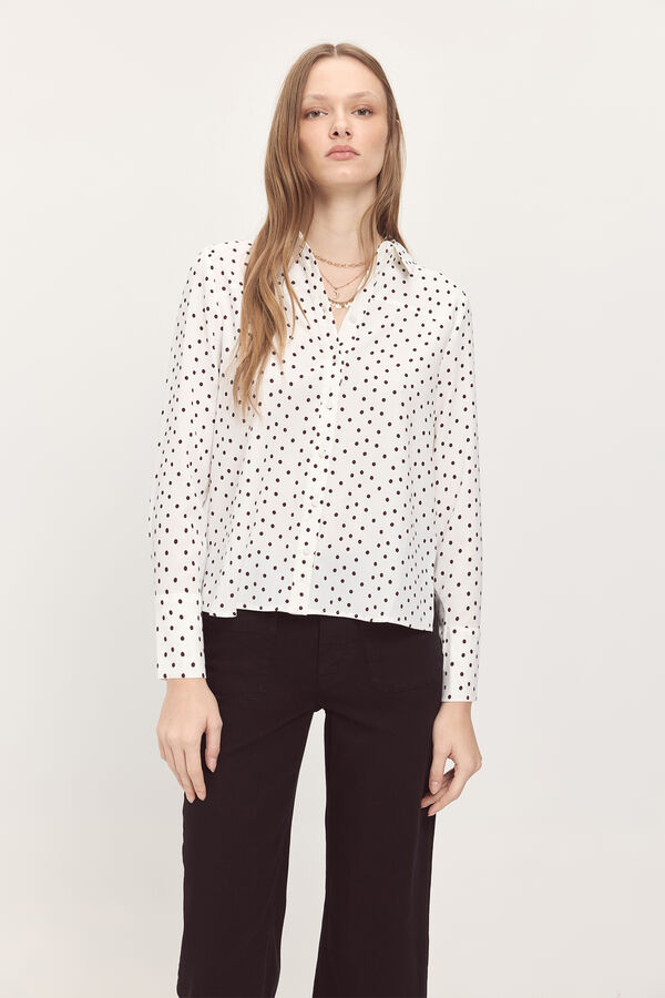 Milano Camisa fluida. Estampado branco