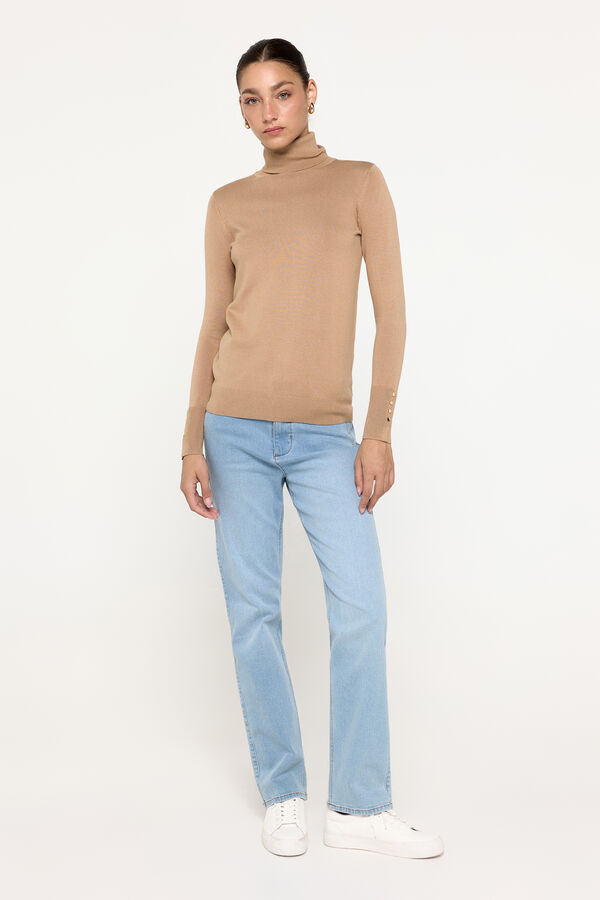 Milano Su&eacute;ter b&aacute;sico de gola Camel