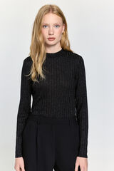 Milano Camiseta manga larga con tejido acanalado con hilo de lurex Negro