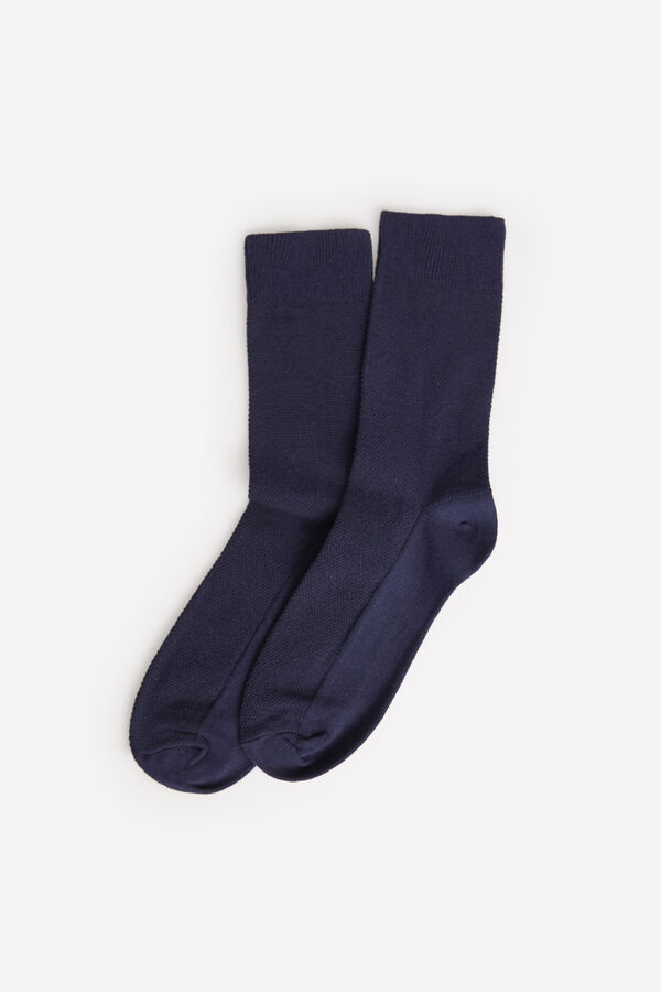 Milano Meias fantasia com estampa riscas Marinho