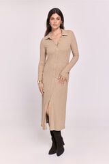 Milano Vestido gola de camisa com bot&otilde;es Castanho