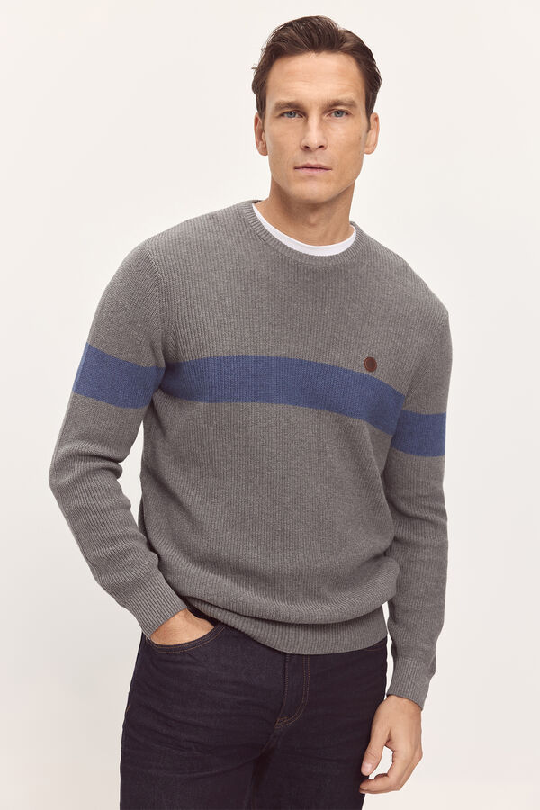 Springfield Camisola b&aacute;sica com gola caixa redonda SPF Cinza medio