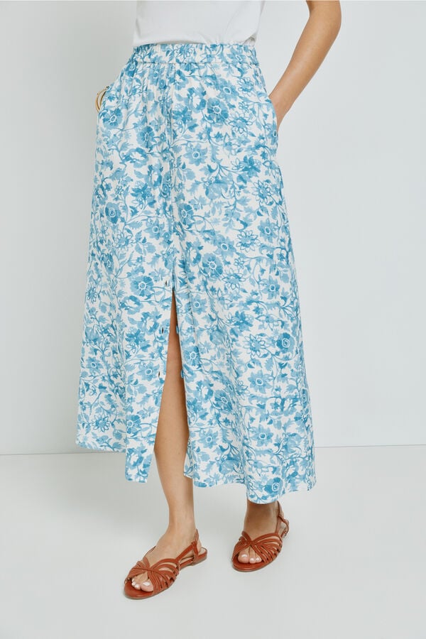 Milano Saia comprida abotoada estampada Azul