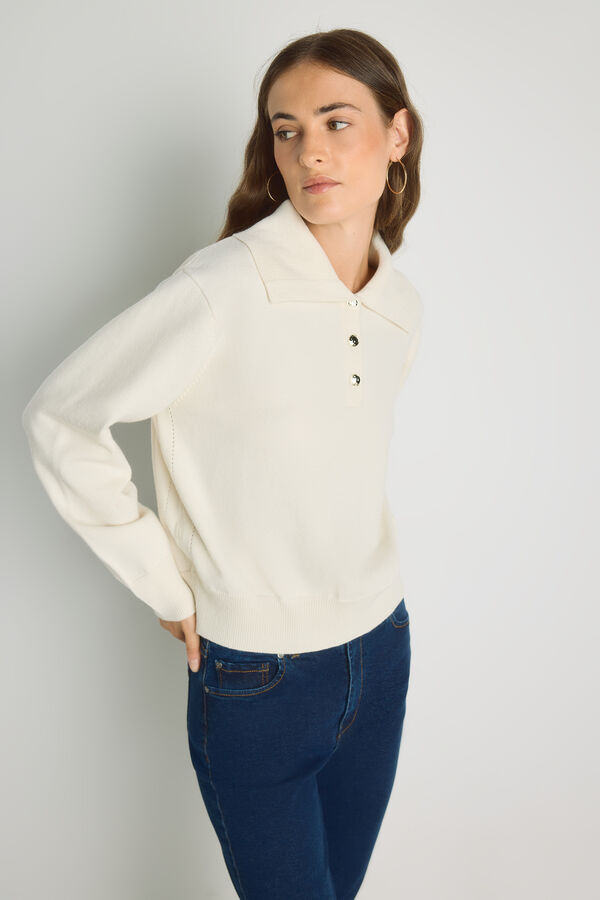 Milano Camisola gola polo Marfim