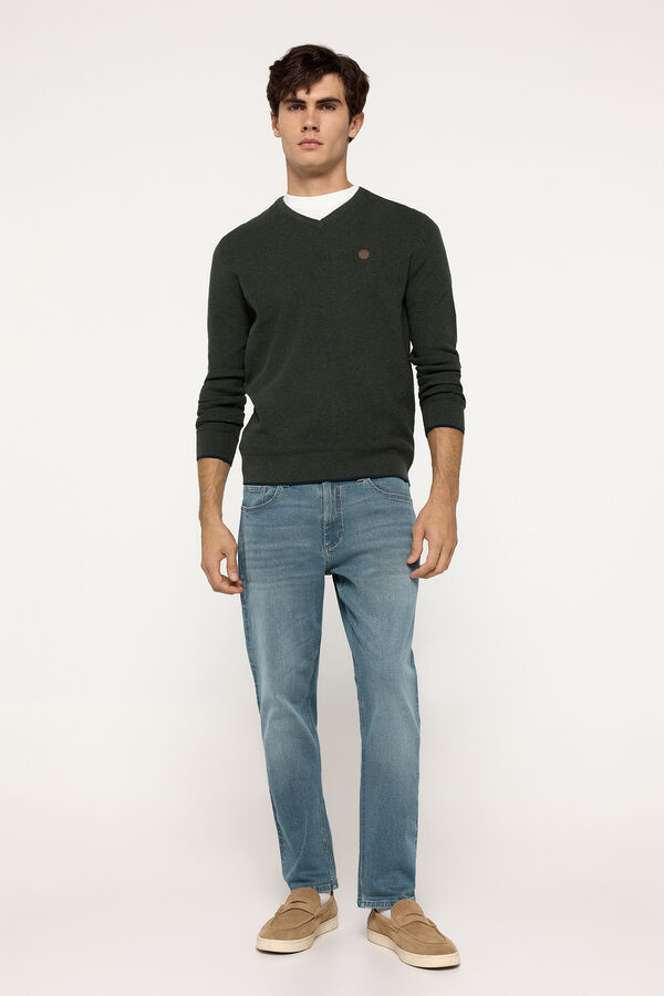 Milano Suéter microestruturado com gola em bico Verde