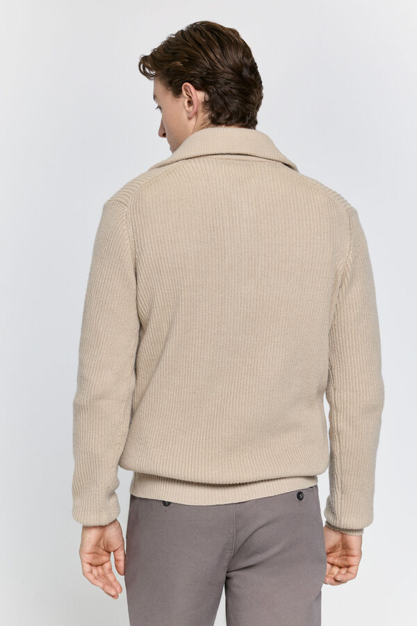 Milano Casaco de malha de malha com meia fecho-éclair Bege