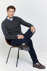 Milano Jersey básico cuello pico Gris Oscuro