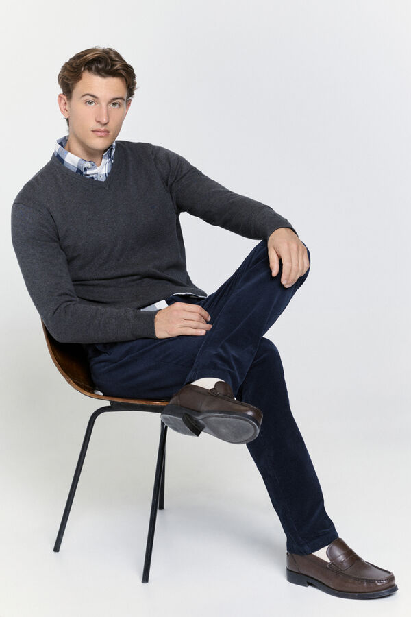 Milano Jersey básico cuello pico Gris Oscuro