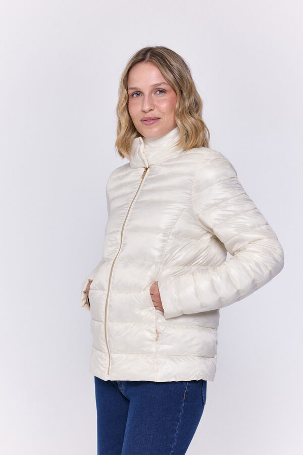 Milano Casaco curta acolchoada estilo casaco de penas Marfim
