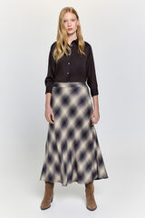 Milano Falda midi evasé de cuadros Beige