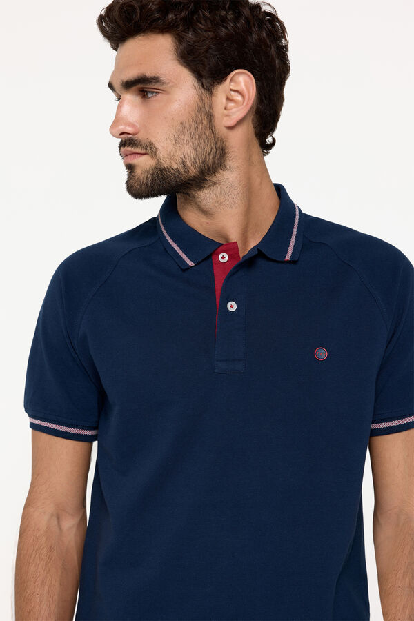 Fifty Outlet Polo pique manga corta con logo milano en pecho. Azul Oscuro