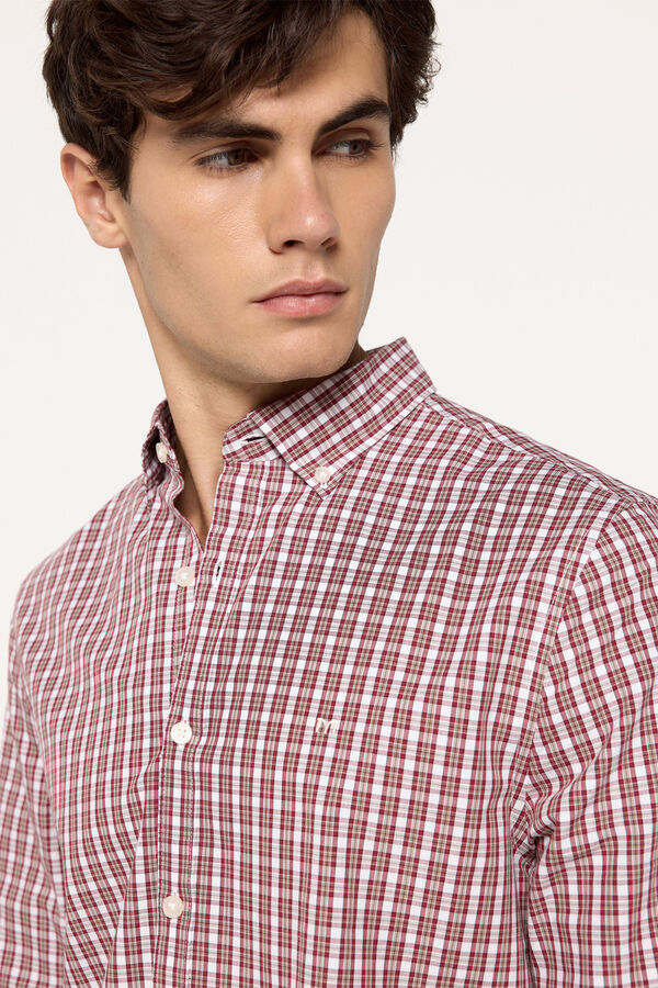 Milano Camisa Popel&iacute;n Cuadros Bordeaux