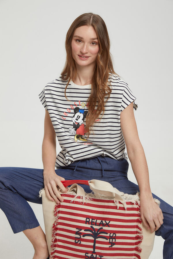 Milano T-shirt riscas licenciada da Minnie Mouse Estampado branco