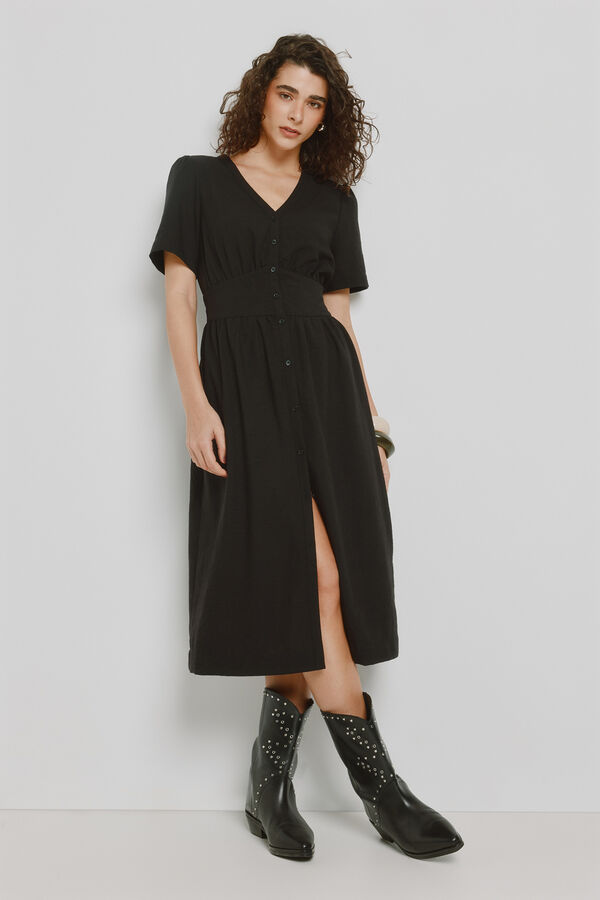 Milano Vestido escote pico Negro