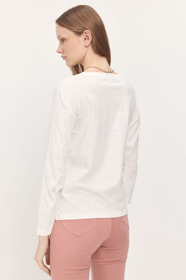 Milano T-shirt manga francesa estampado na frente Branco