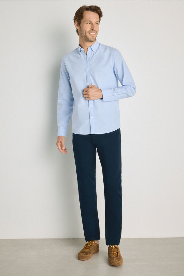 Springfield Camisa lisa manga larga Azul Claro