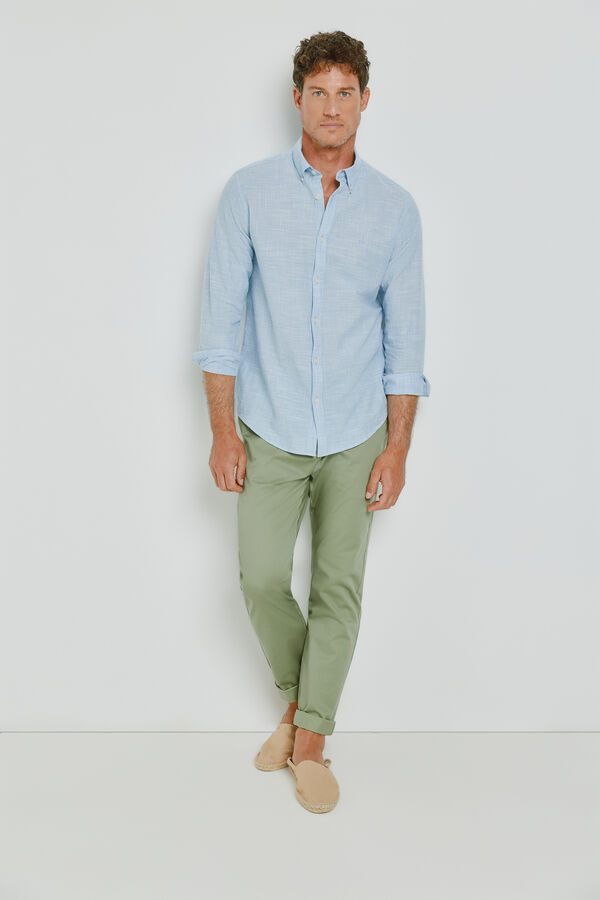 Milano Camisa rayas manga larga Azul Claro