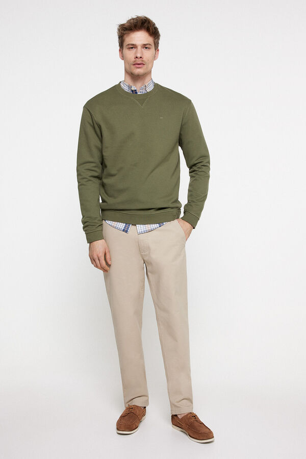 Milano Sweatshirt gola caixa C&aacute;qui escuro