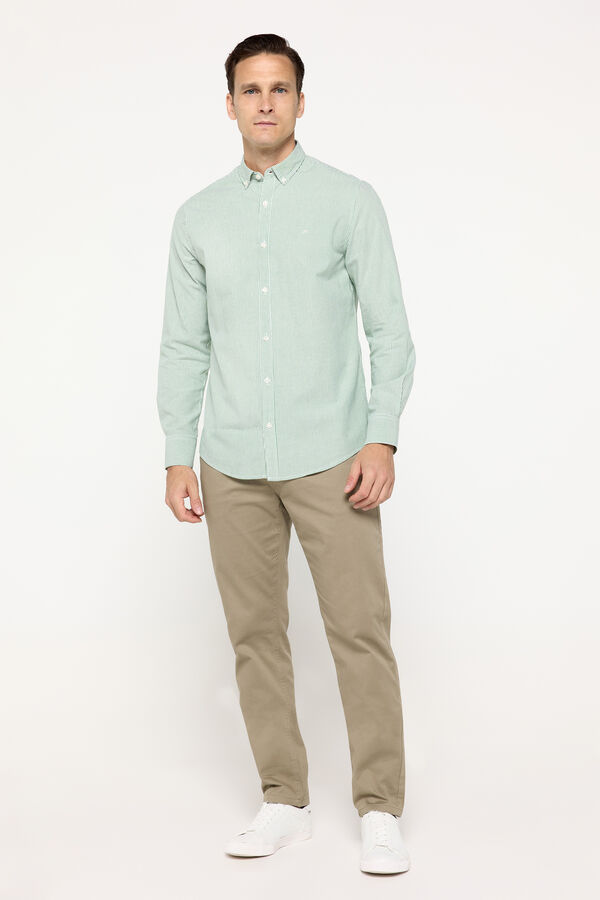 Fifty Outlet Camisa pinpoint riscas Estampado verde