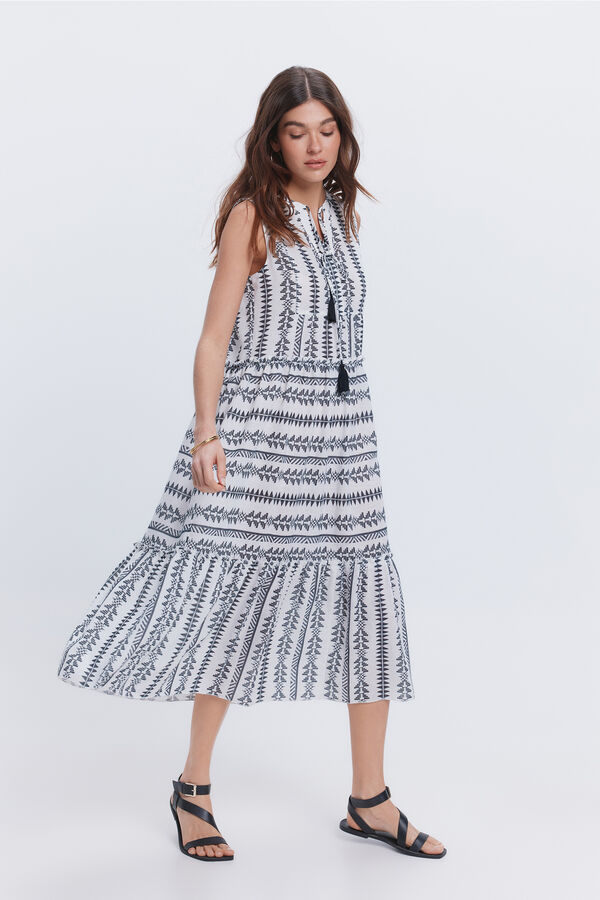 Milano Vestido longo midi &eacute;tnico Branco