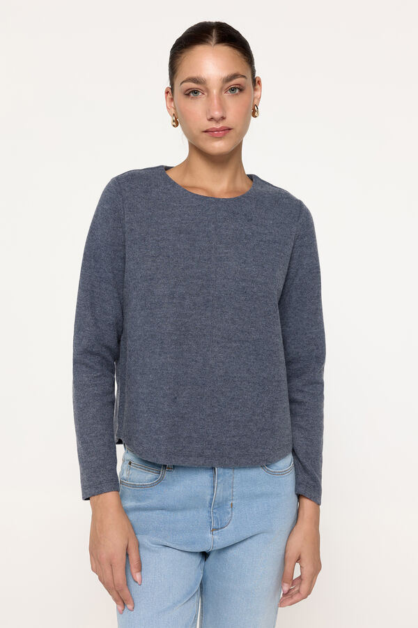 Milano Su&eacute;ter de manga comprida com toque suave e qualidade Marinho