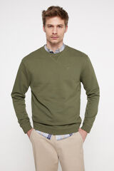 Milano Sweatshirt gola caixa C&aacute;qui escuro