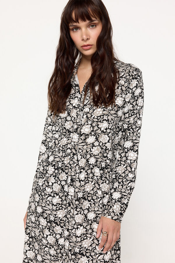 Milano Vestido camiseiro Estampado cinza