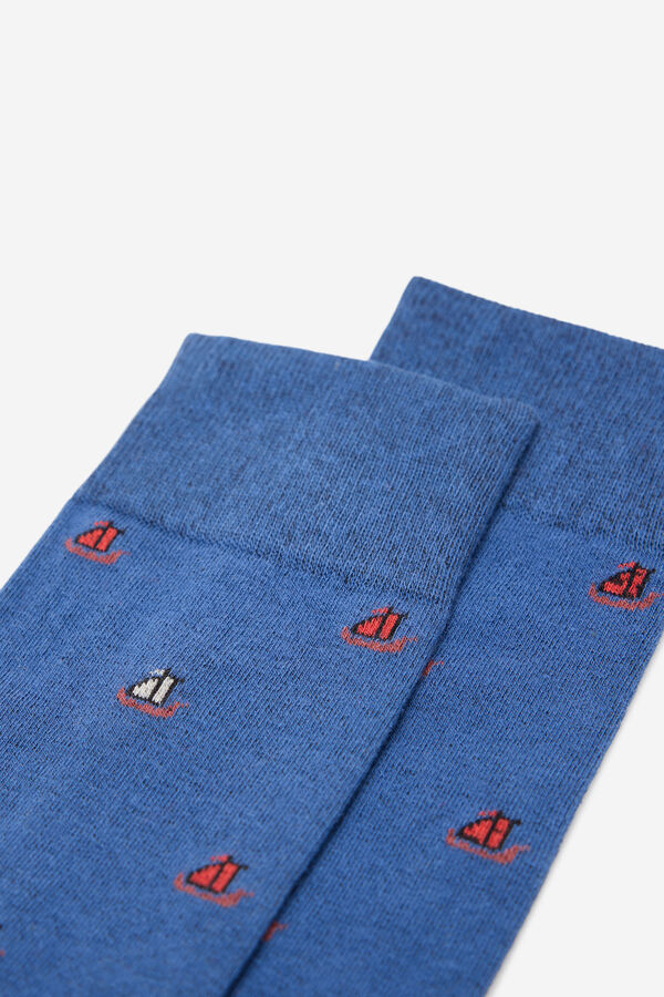 Milano Meia Jacquard Azul