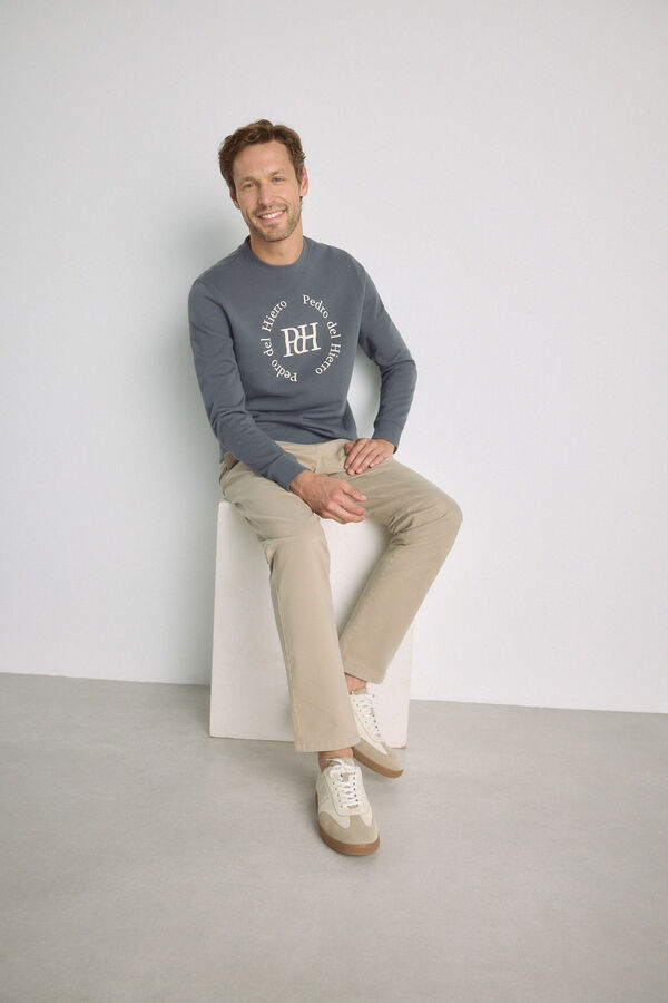 Pedro del Hierro Sudadera cuello redondo con logo Gris Oscuro