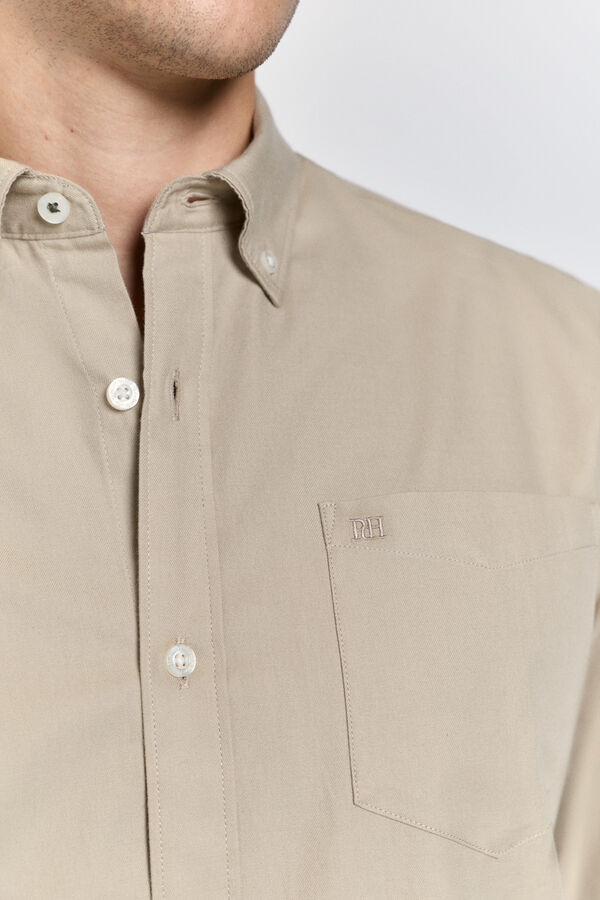Pedro del Hierro Camisa lisa relaxed fit Beige/Camel