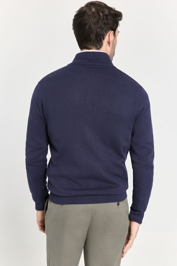 Pedro del Hierro Casaco de malha de algodão com fecho-éclair Marinho