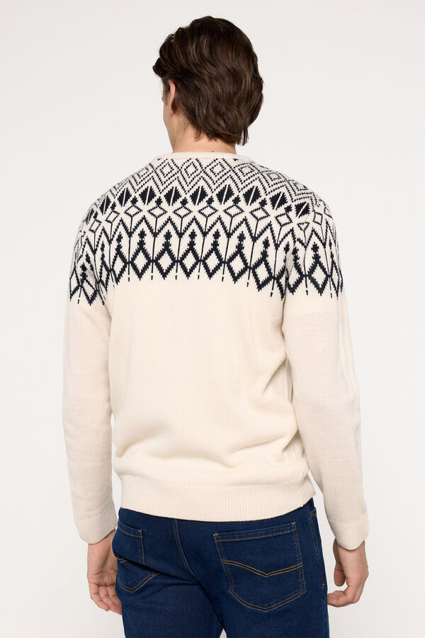 Milano Jersey cenefas cuello caja Marfil