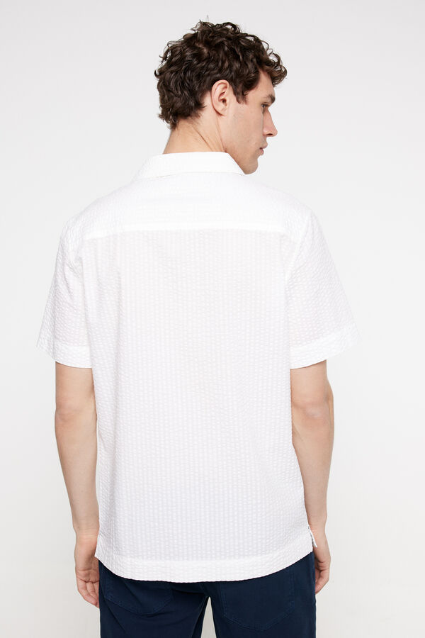 Fifty Outlet Camisa Seersucker rayas Blanco