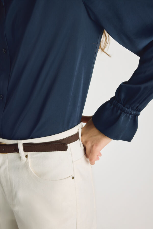 Milano Camisa cuello mao Navy