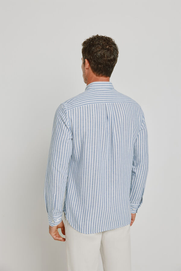 Pedro del Hierro Camisa de riscas de manga comprida Azul