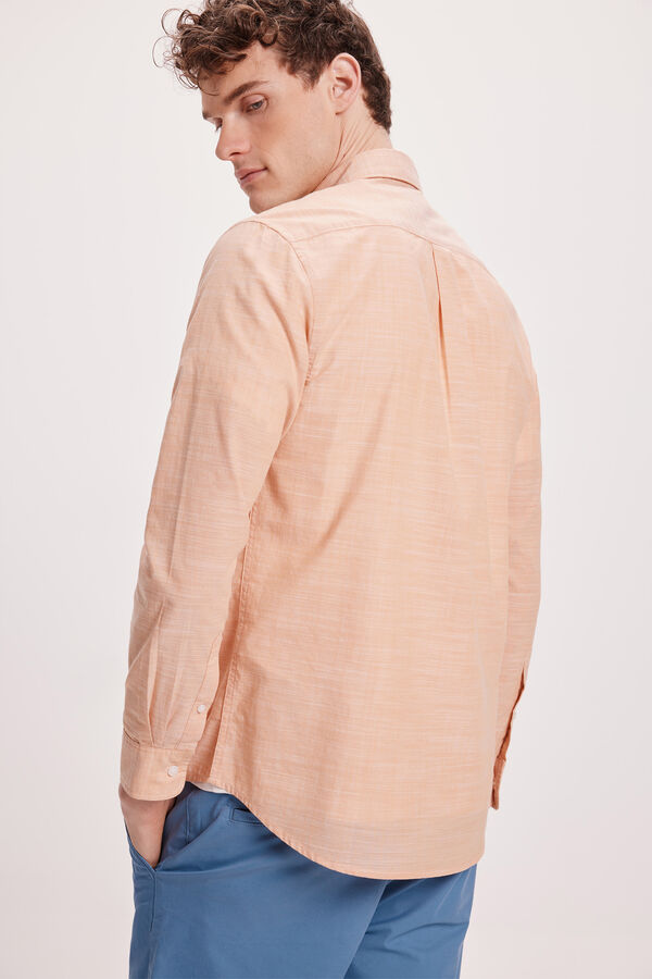 Milano Camisa malha slub lisa laranja