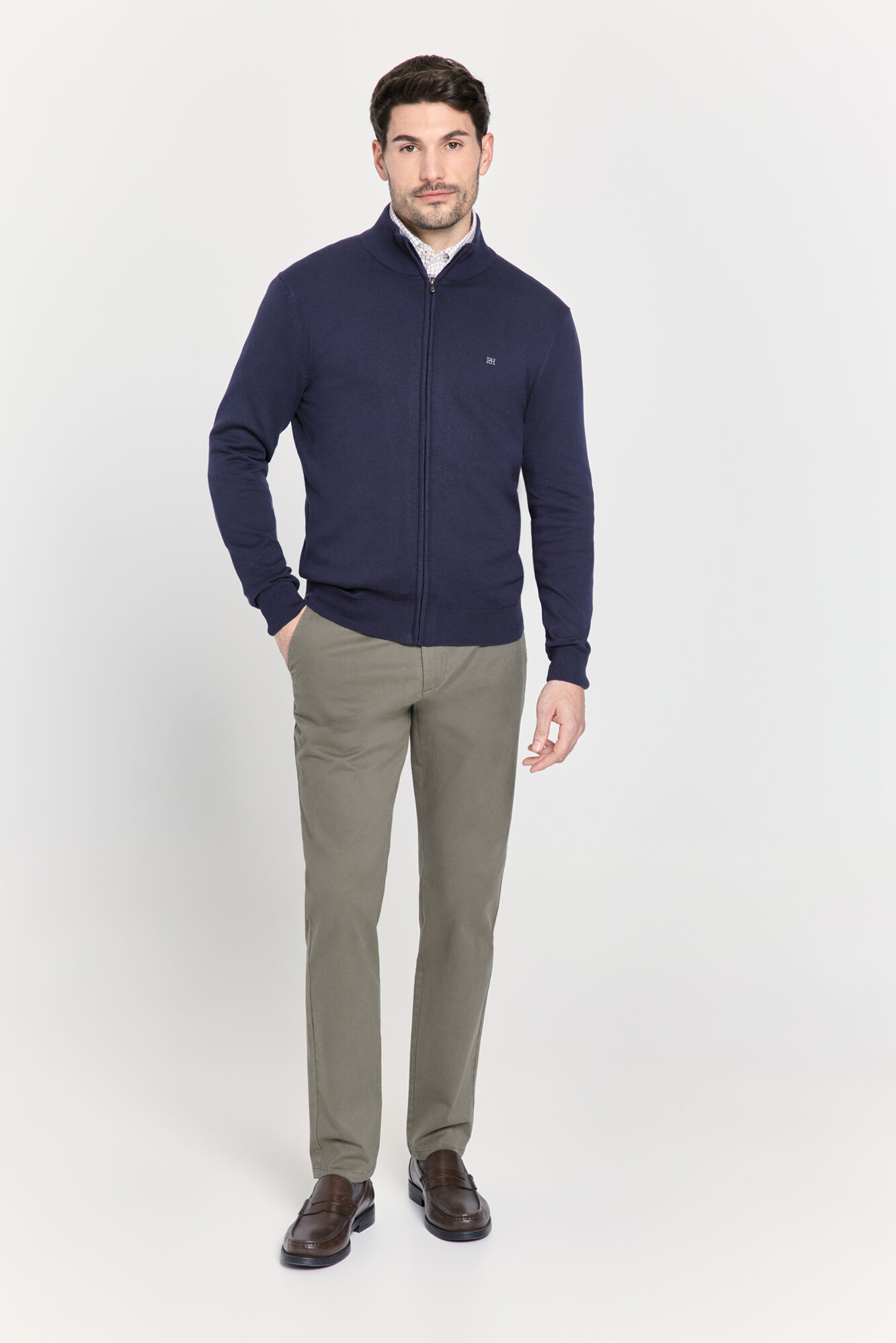 Pedro del Hierro Casaco de malha de algod&atilde;o com fecho-&eacute;clair