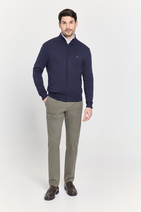 Pedro del Hierro Casaco de malha de algodão com fecho-éclair Marinho