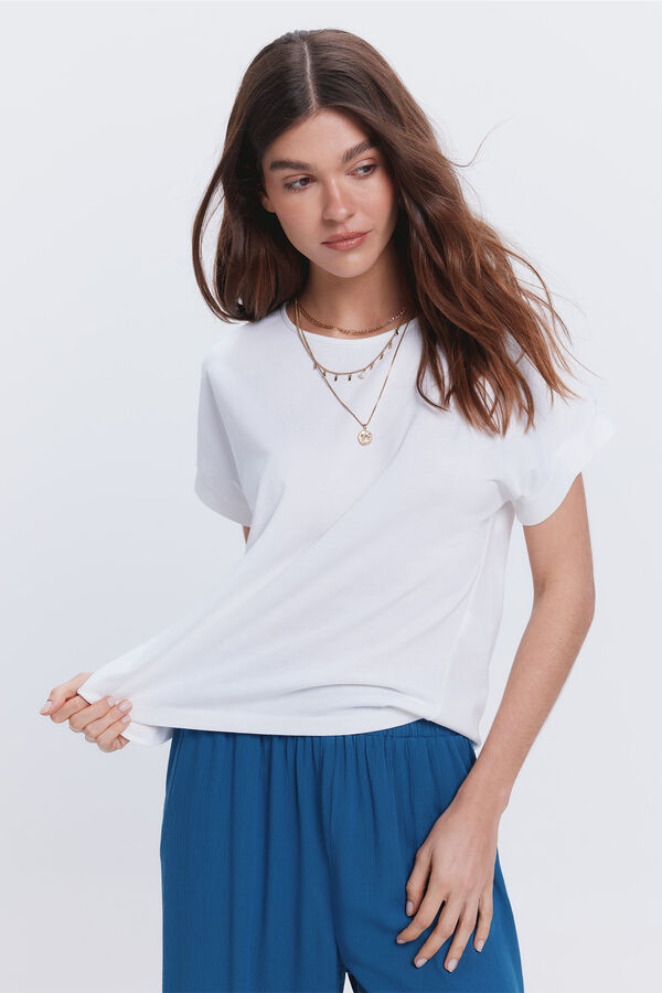 Milano T-shirt manga curta lisa Branco